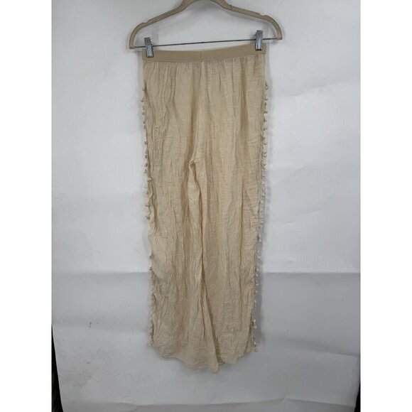 Wide Leg Flowy Pants Women Small Cream Open Side Slit Leg Festival Preppy Retro‎ - Picture 2 of 6